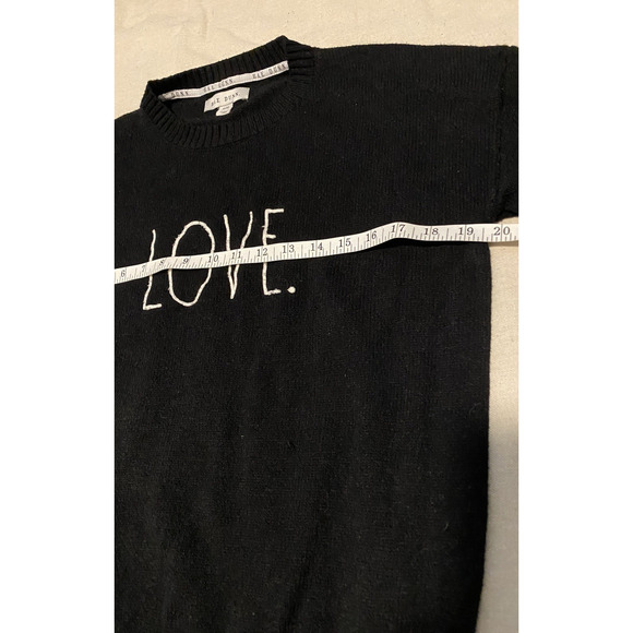 Rae Dunn Black Love Sweater Womens Size Medium Knit Crewneck Pullover Sweater - Picture 6 of 10
